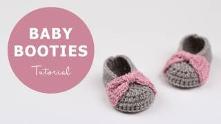 How To Crochet Baby Booties  Croby Patterns [upl. by Asirrac]