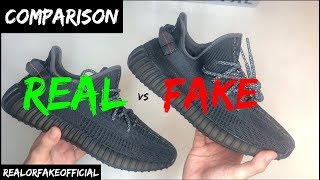 ADIDAS YEEZY 350 BOOST V2 BLACK STATIC COMPARISON REAL VS FAKE [upl. by King]