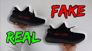 REAL VS FAKE ADIDAS YEEZY 350 V2 BRED COMPARISON [upl. by Yecak]