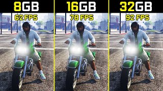 GTA 5 With 8GB RAM Vs 16GB RAM Vs 32GB RAM Gaming [upl. by Tjon649]