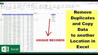 Remove Duplicates and Copy Data to another location in Excel [upl. by Nalyorf]