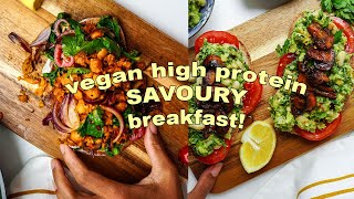 3 VEGAN HIGH PROTEIN Savoury Breakfast Ideas [upl. by Attebasile240]