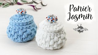 TUTORIEL CROCHET panier quotJasminquot trapilho avec couvercle facile [upl. by Brindell]