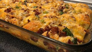 Breakfast Casserole  Biscuits Bacon Sausage  Southern Sassy Mama [upl. by Eiramnaej]