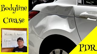 Removing Large Bodyline Crease Dent with PDR  TIPS amp Techniques [upl. by Ajak832]