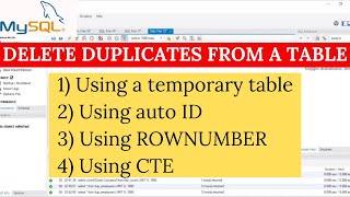 DELETE DUPLICATE ROWS FROM A TABLE IN SQL  4 ways [upl. by Orabla]